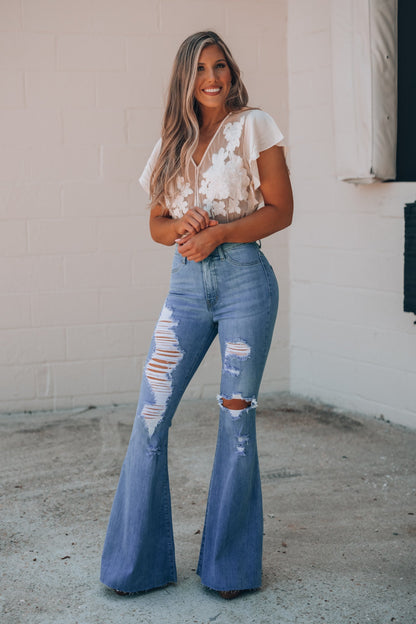 Unconditional Embroidered Bodysuit (Ivory) FINAL SALE