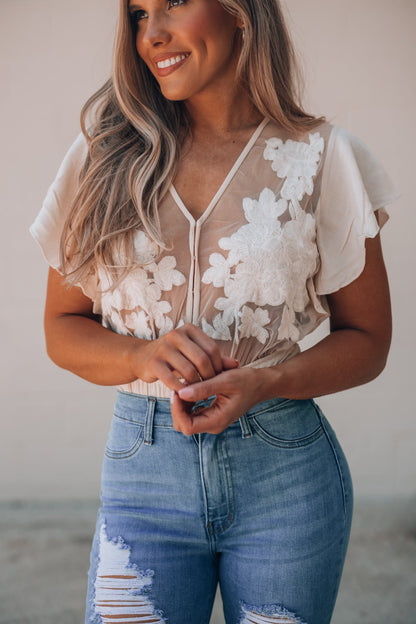Unconditional Embroidered Bodysuit (Ivory) FINAL SALE