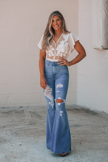 Unconditional Embroidered Bodysuit (Ivory) FINAL SALE