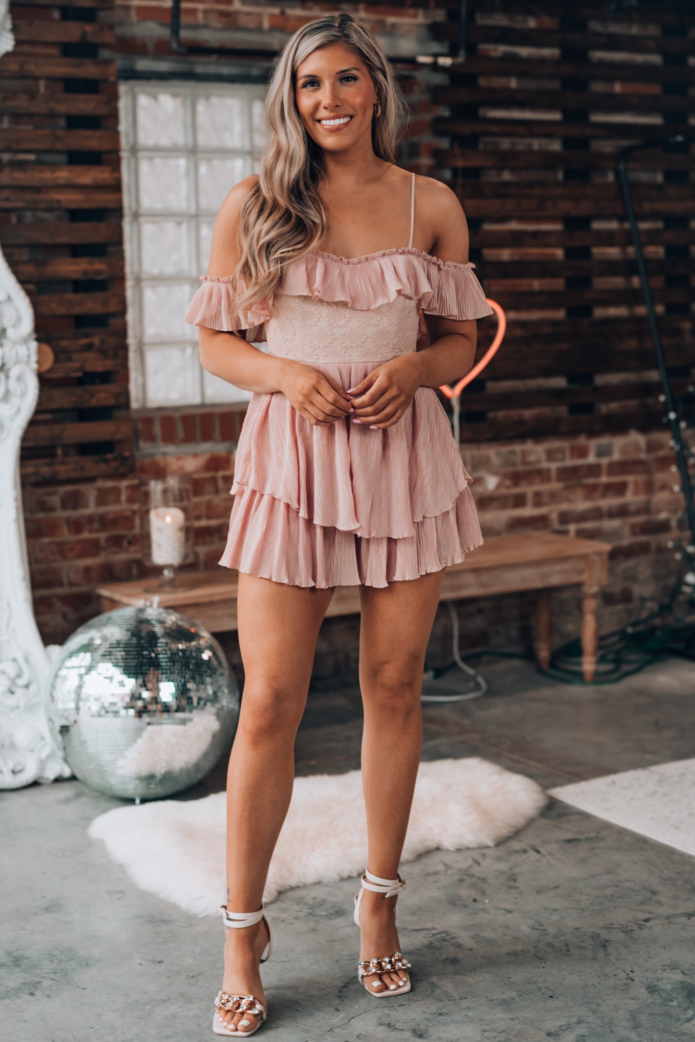 Viviana Ruffle Romper (Rose) FINAL SALE