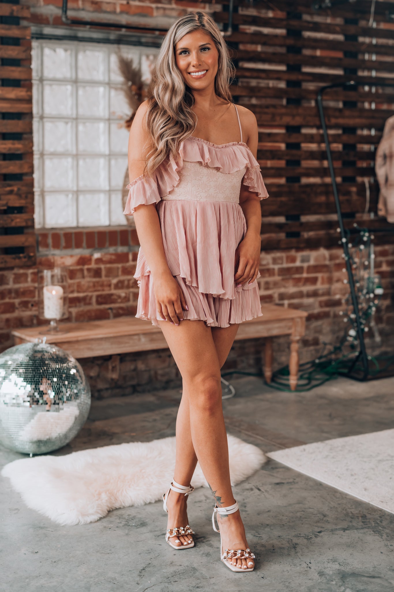 Viviana Ruffle Romper (Rose) FINAL SALE