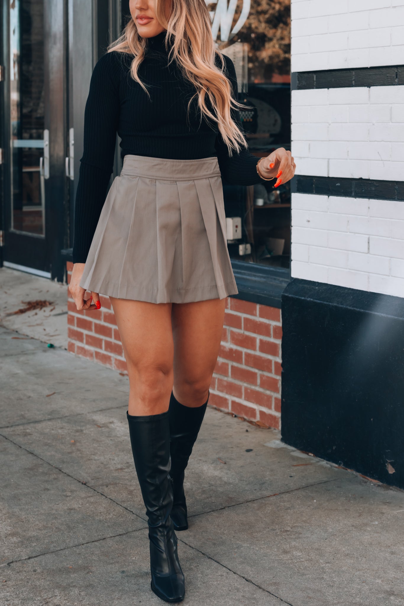 Atlas Pleated Skort (Olive) FINAL SALE