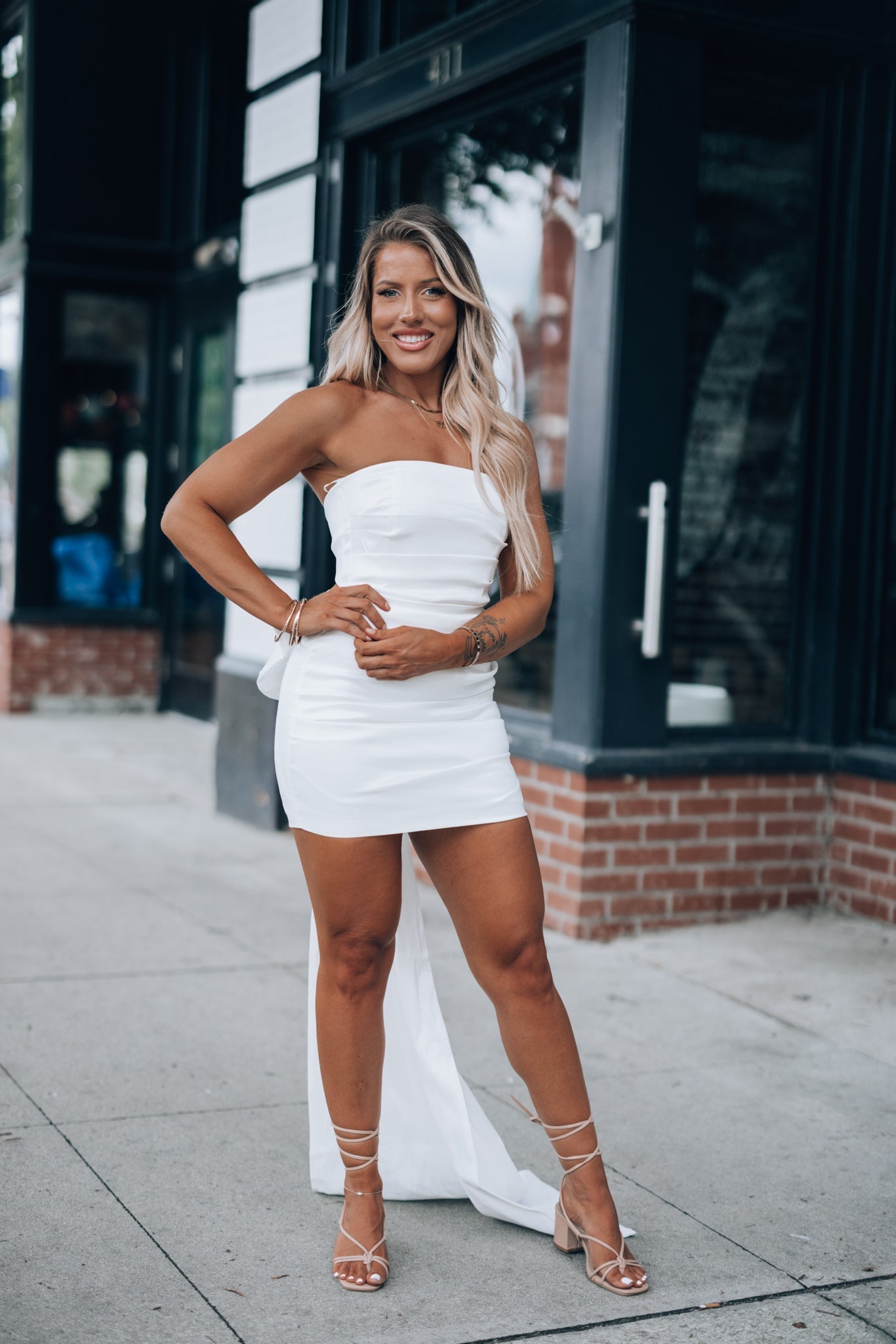 Quincy Bow Mini Dress (White)