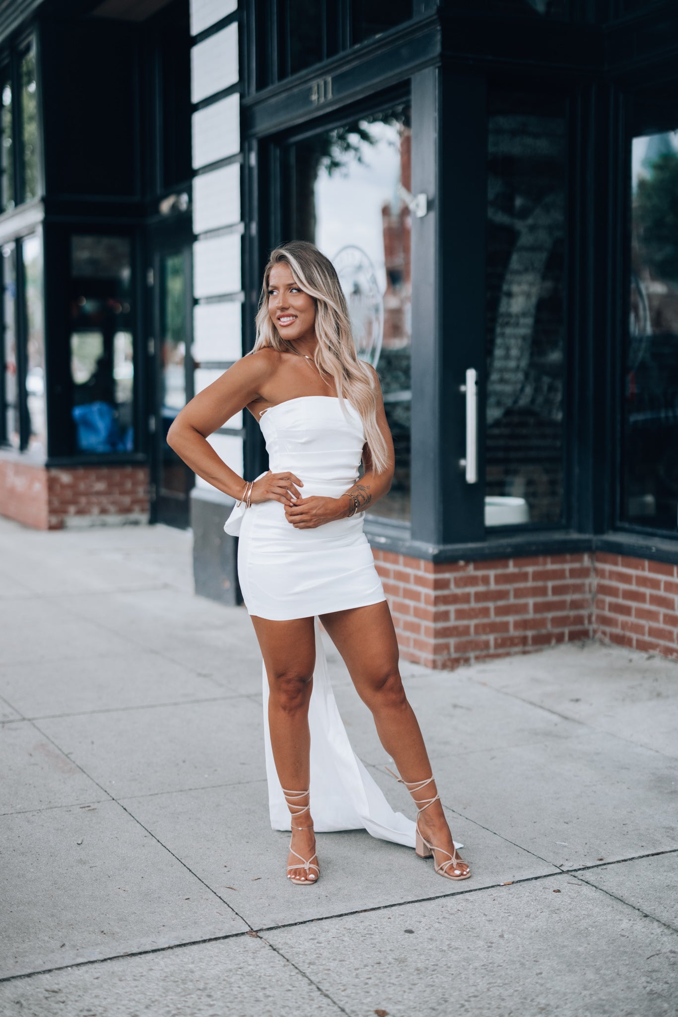 Quincy Bow Mini Dress (White)