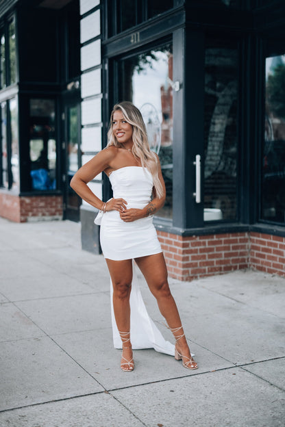 Quincy Bow Mini Dress (White)
