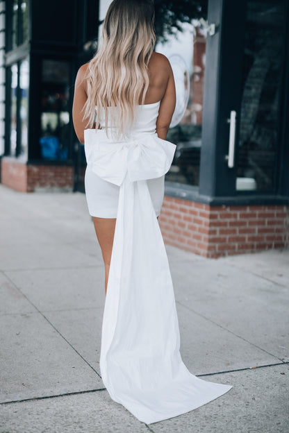 Quincy Bow Mini Dress (White)