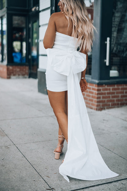 Quincy Bow Mini Dress (White)