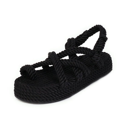 Beach Flats Straw Woven Linen Shoes