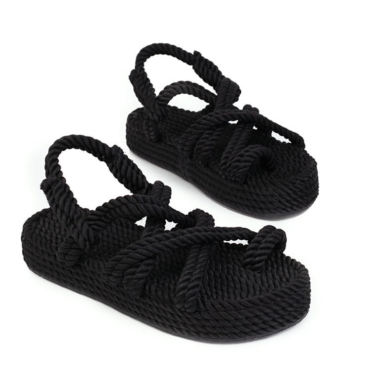 Beach Flats Straw Woven Linen Shoes