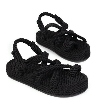 Beach Flats Straw Woven Linen Shoes