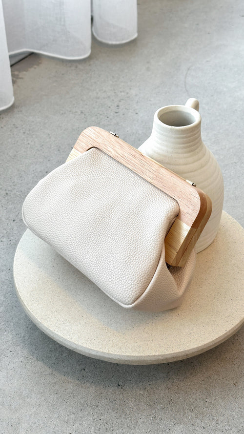 Kimmi Timber Frame Clutch - Nude