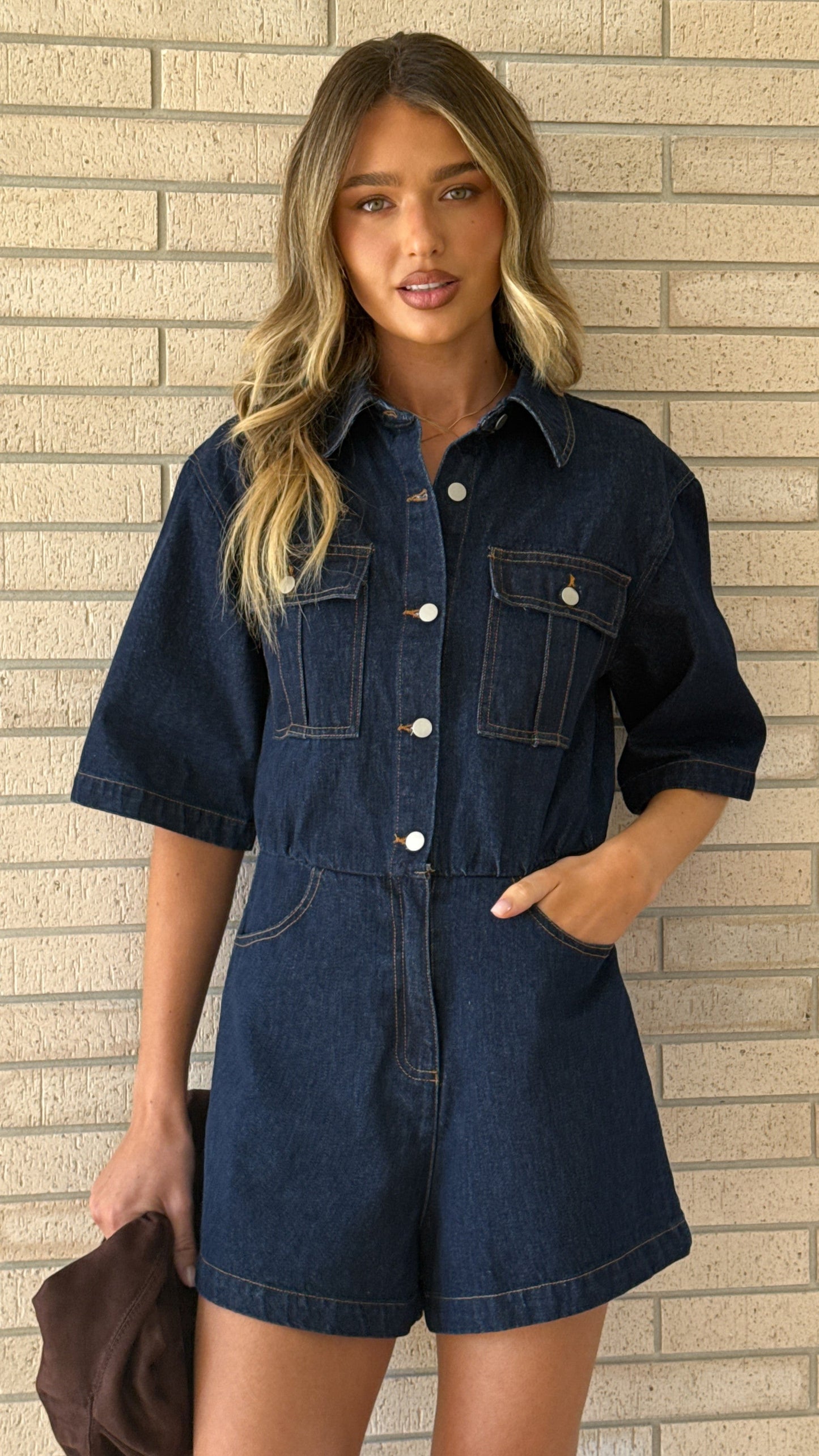 Rayla Denim Playsuit - Dark Blue