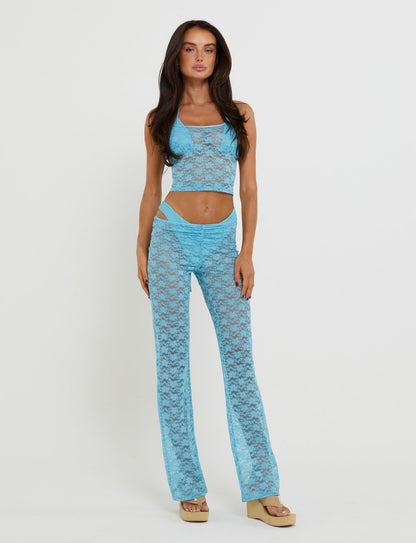 TOBIAS PANT - BLUE : ICE BLUE : BRIGHT BLUE LACE