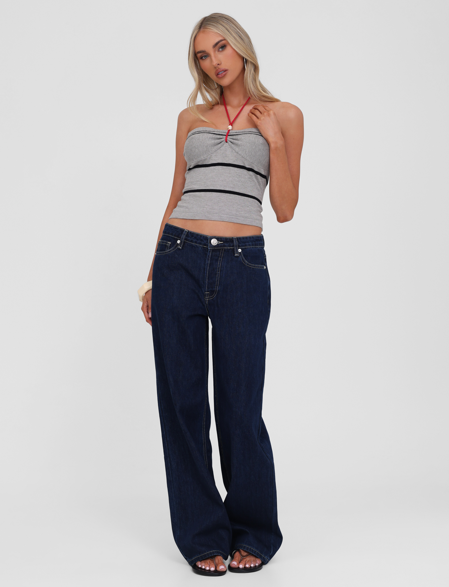 NOUR TOP - GREY STRIPE