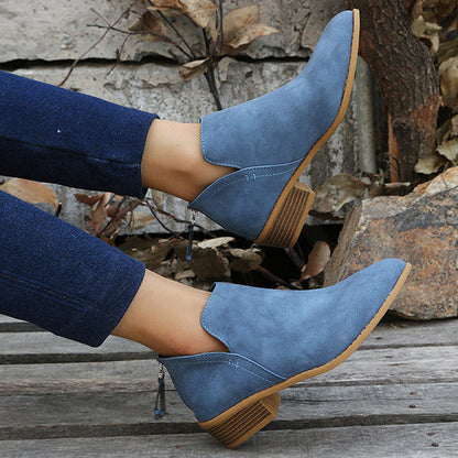 Casual Suede Low Heeled Ankle Booties