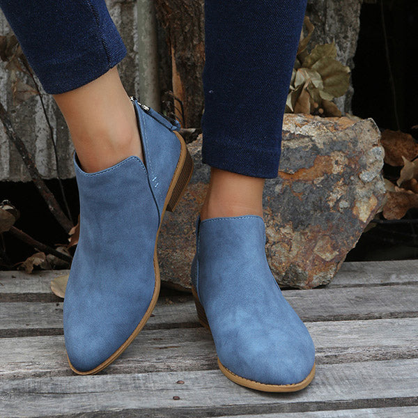 Casual Suede Low Heeled Ankle Booties