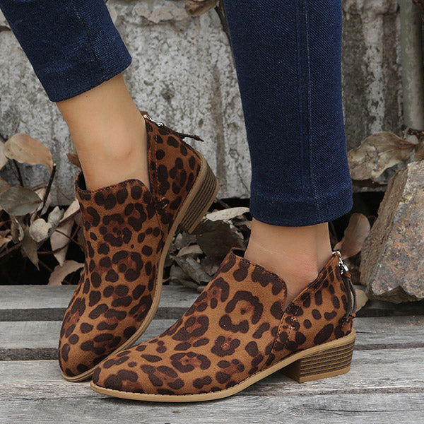 Casual Suede Low Heeled Ankle Booties