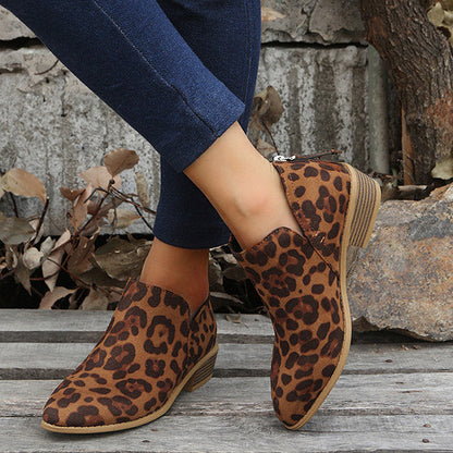 Casual Suede Low Heeled Ankle Booties