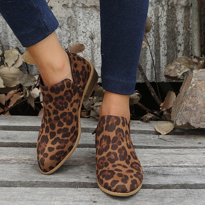 Casual Suede Low Heeled Ankle Booties