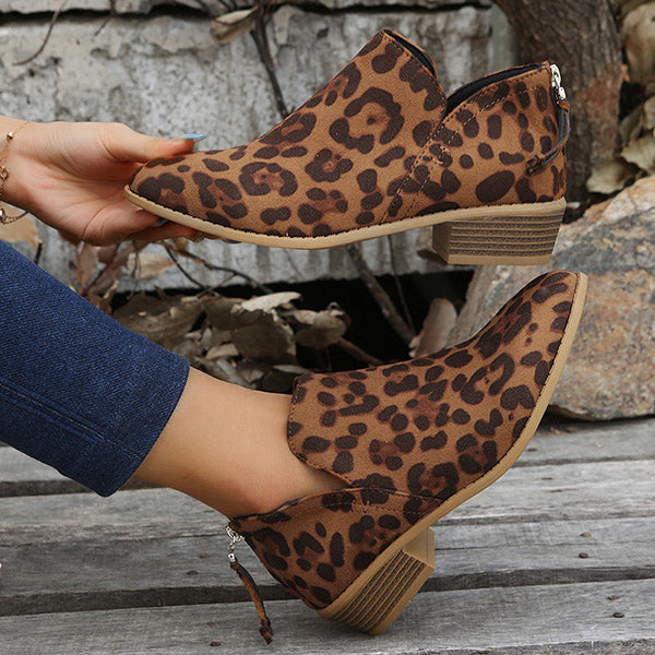 Casual Suede Low Heeled Ankle Booties