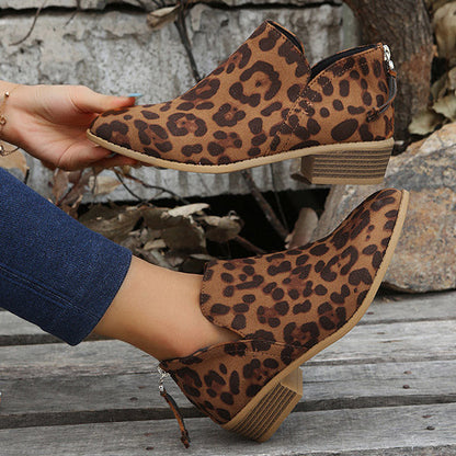 Casual Suede Low Heeled Ankle Booties