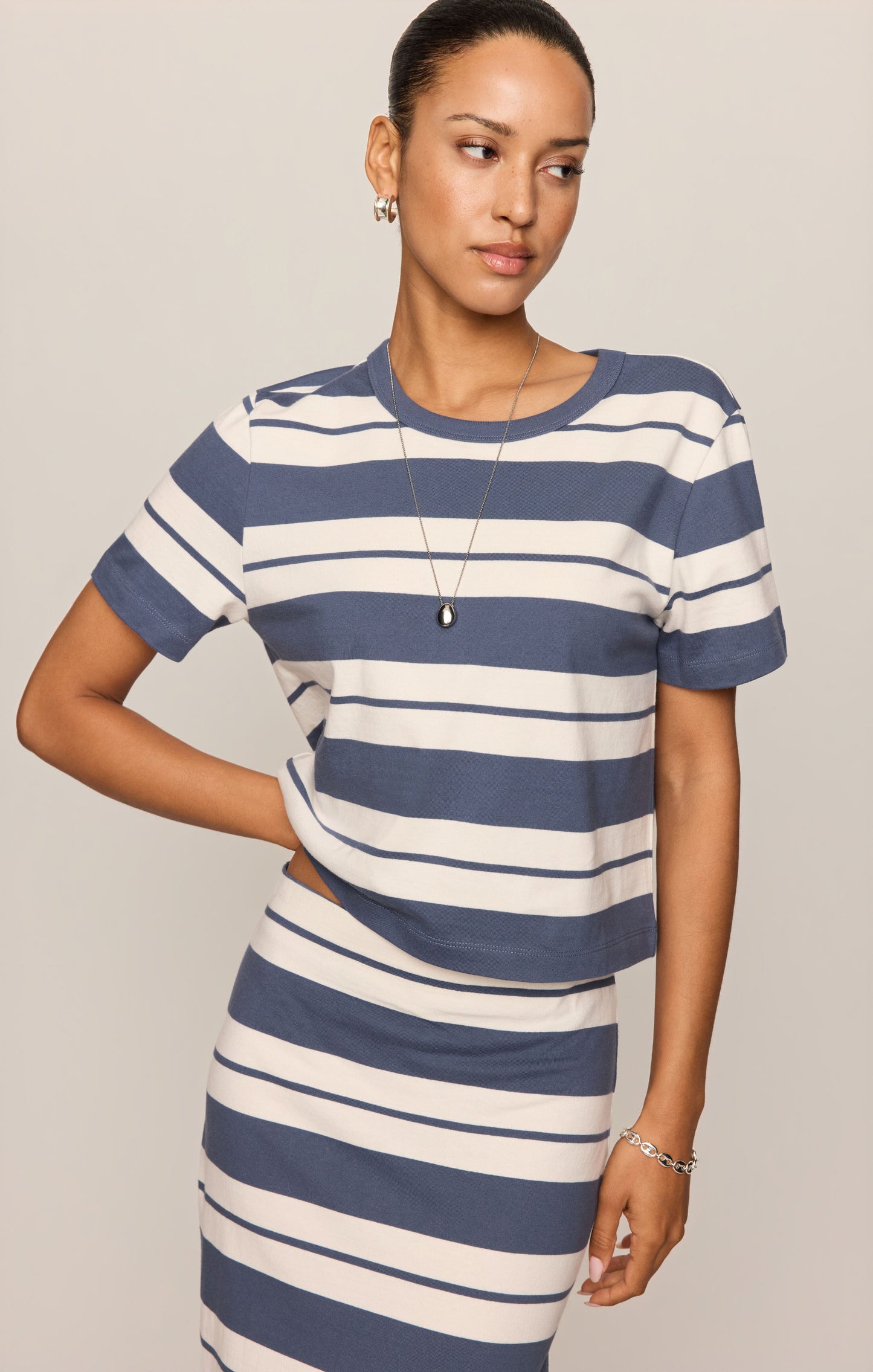 Gail Striped Midi Skirt