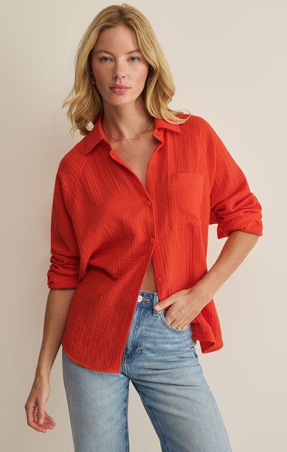 The Perfect Airy Gauze Button Up