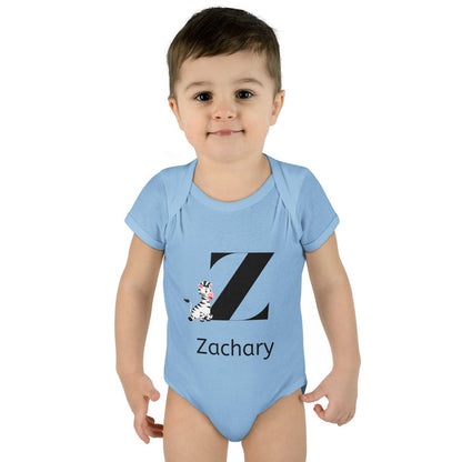 Alphabet Adventures: Letter Z - Zany Zebra Baby Onesie - Personalizable - Whippie's