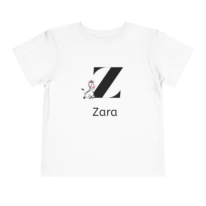 Alphabet Adventures: Letter Z - Zany Zebra Toddler Tee - Personalizable - Whippie's