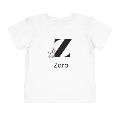 Alphabet Adventures: Letter Z - Zany Zebra Toddler Tee - Personalizable - Whippie's