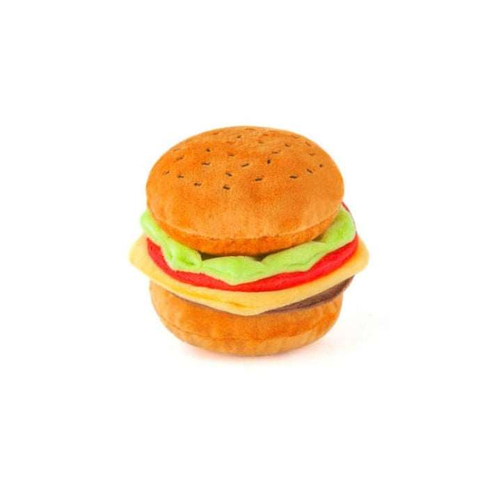 P.L.A.Y. Pet Lifestyle and You Dog Toys American Classic Barky Burger Interactive Plush Squeaky Dog Toy