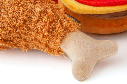 P.L.A.Y. Pet Lifestyle and You Dog Toys American Classic Fluffy's Fried Chicken Plush Squeaky Dog Toy