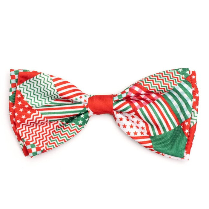 The Worthy Dog Bow Ties SM Americana Christmas Holiday Plaid Bow Tie Pet Collar Attachment - 2 Sizes