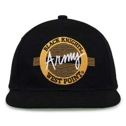 Army Black Knights Retro Circle Snapback - Black, front view