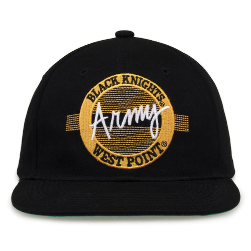 Army Black Knights Retro Circle Snapback - Black, front view