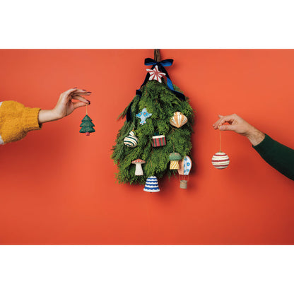 Bauble Mache Christmas Tree Ornaments - 3 Assorted Styles