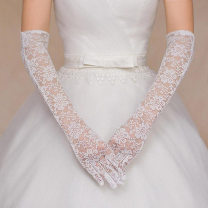 Beautiful White Lace Bridal Gloves Elbow Length Wedding Accessory