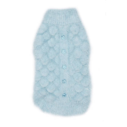 Barker's Bowtique Sweaters BLUE / XS Blossom Dog Sweater in Blue, Grey & Pink