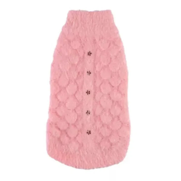 Barker's Bowtique Sweaters XS Blossom Feather Soft with Flower Buttons Warm Dog Sweater - Pink