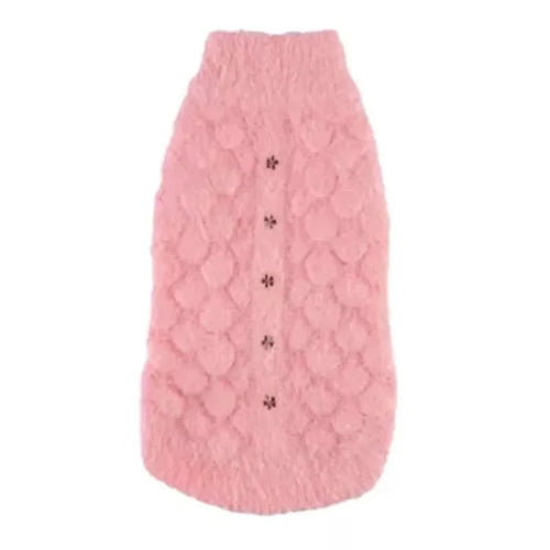 Barker's Bowtique Sweaters XS Blossom Feather Soft with Flower Buttons Warm Dog Sweater - Pink