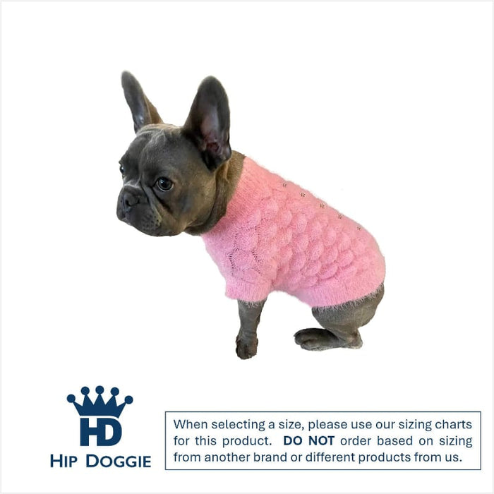 Barker's Bowtique Sweaters Blossom Feather Soft with Flower Buttons Warm Dog Sweater - Pink