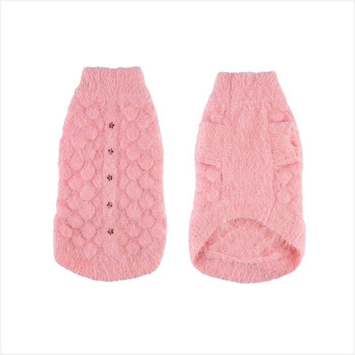 Barker's Bowtique Sweaters Blossom Feather Soft with Flower Buttons Warm Dog Sweater - Pink
