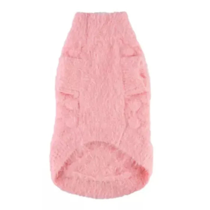 Barker's Bowtique Sweaters Blossom Feather Soft with Flower Buttons Warm Dog Sweater - Pink