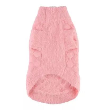 Barker's Bowtique Sweaters Blossom Feather Soft with Flower Buttons Warm Dog Sweater - Pink