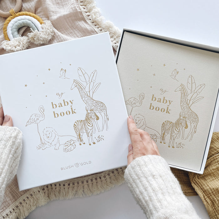 Blush & Gold - Baby Book - Safari - Mabel & Fox
