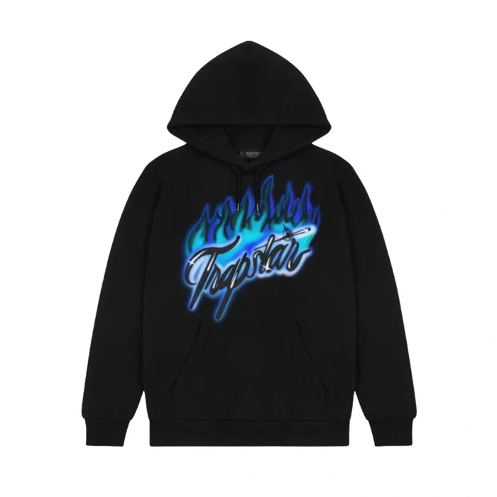 Bluza Trapstar Flame Print Hoodie - Black/Purple TRAPSTAR Bluzy