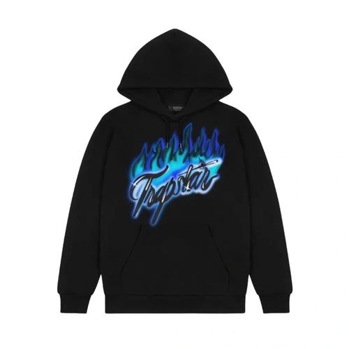 Bluza Trapstar Flame Print Hoodie - Black/Purple TRAPSTAR Bluzy