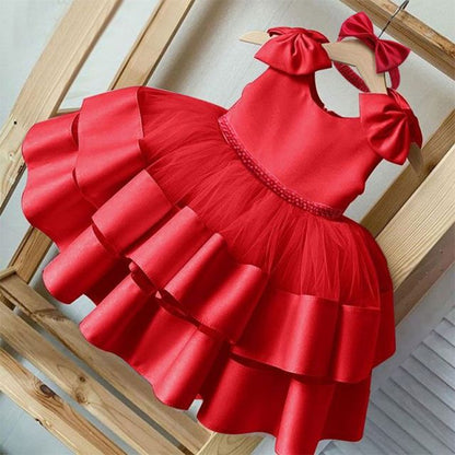 Bows and Gems Baby Flower Girl Dress or 1st Birthday Party Dress
