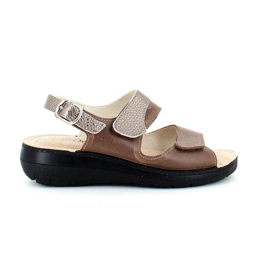 Bred lädersandal med kardborre från OrtoMed