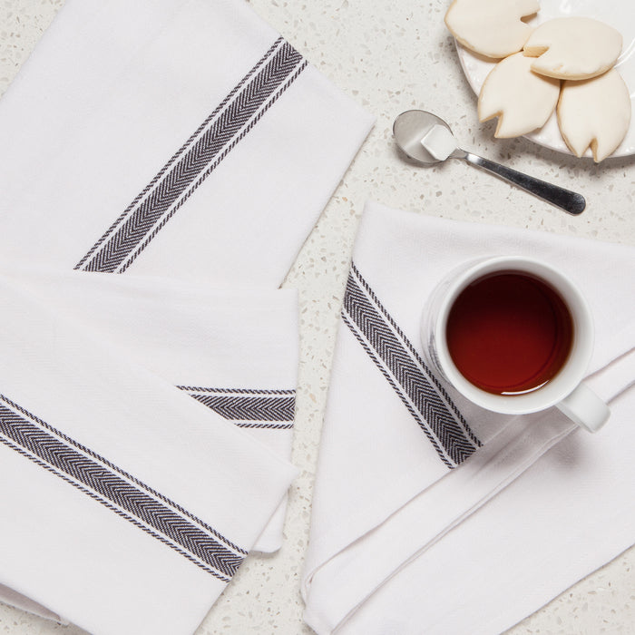 Brooklyn Stripe Black Dishtowels Set of 4